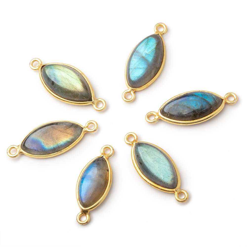 15x9-18x10mm Vermeil Bezel Labradorite Marquise Cabochon 1 Connector