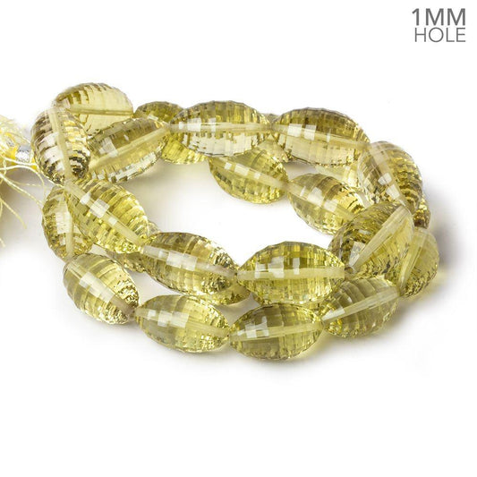 15x9-19x10mm Lemon Quartz Concave Faceted Marquise 18 inch 29 beads AAA