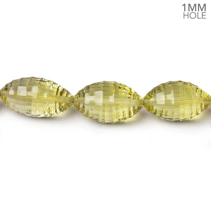 15x9-19x10mm Lemon Quartz Concave Faceted Marquise 18 inch 29 beads AAA