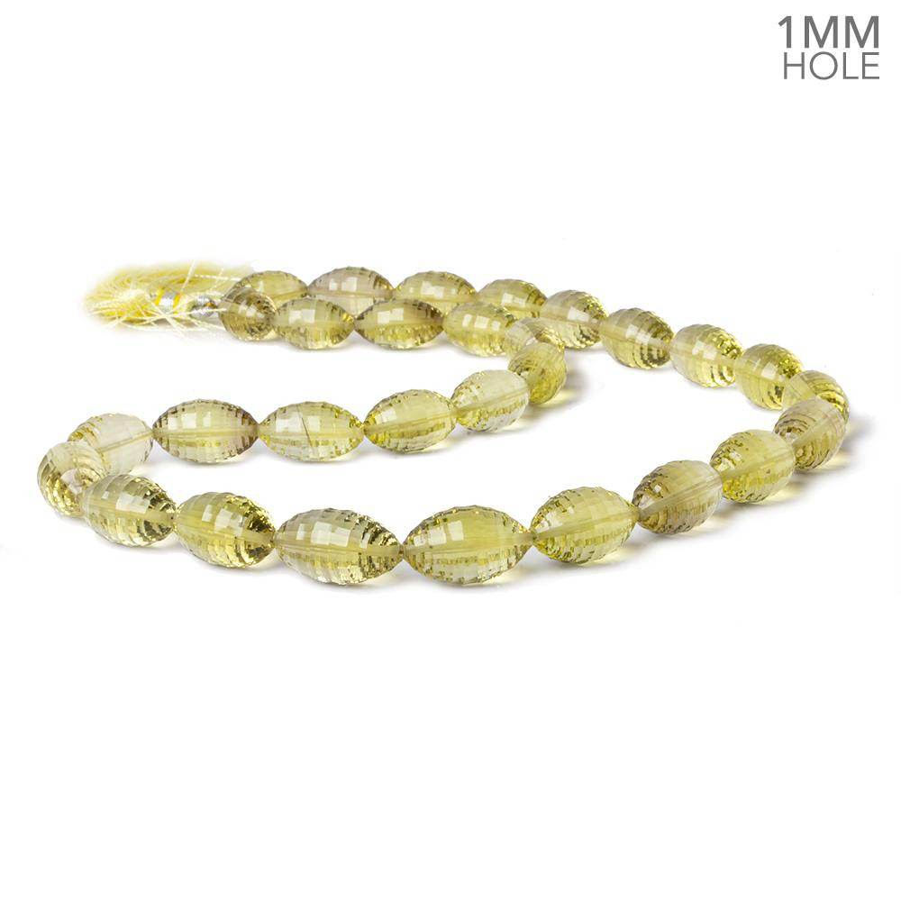 15x9-19x10mm Lemon Quartz Concave Faceted Marquise 18 inch 29 beads AAA