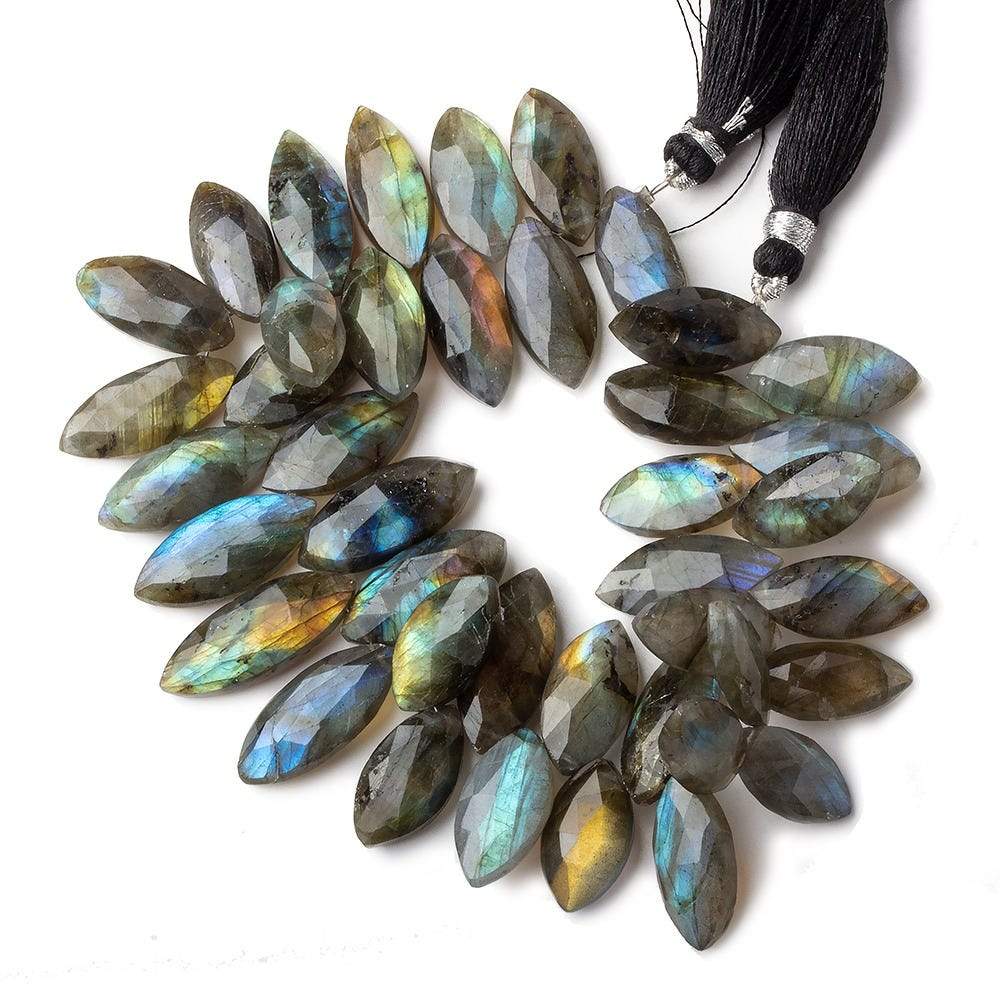 15x9-19x9mm Labradorite faceted marquise beads 7.5 inch 40 pieces