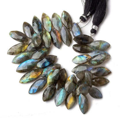 15x9-19x9mm Labradorite faceted marquise beads 7.5 inch 40 pieces