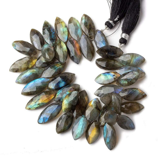 15x9-19x9mm Labradorite faceted marquise beads 7.5 inch 40 pieces