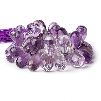 15x9-20x11mm Amethyst, Pink Amethyst & Crystal Quartz Faceted Tear Drop Beads 45 pcs