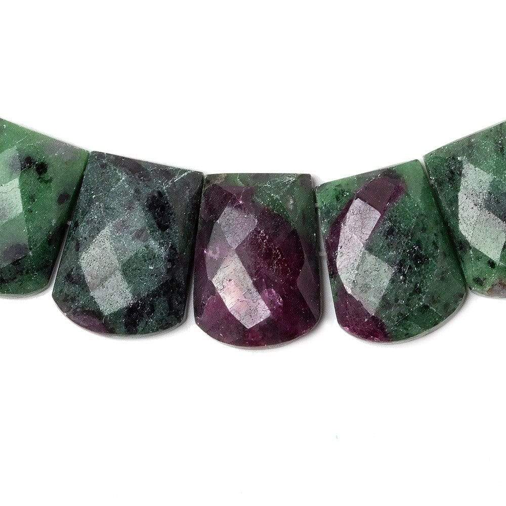 15x9-20x15mm Ruby in Zoisite double drilled faceted fancy shape collar 35 beads