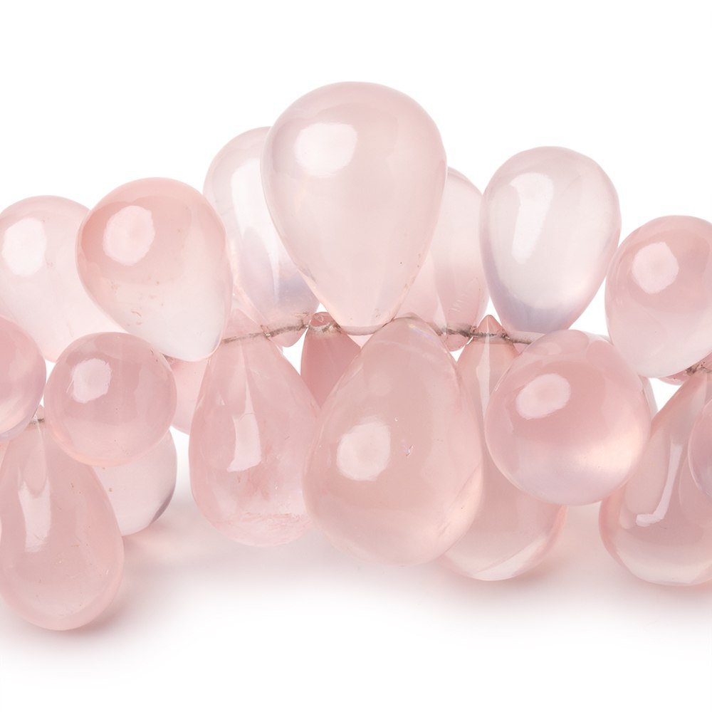 15x9-22x15mm Rose Quartz Plain Tear Drop 6 inch 46 Beads AA