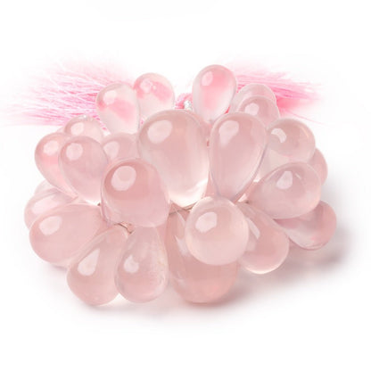 15x9-22x15mm Rose Quartz Plain Tear Drop 6 inch 46 Beads AA