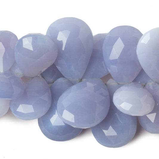 15x9 - 30x21mm Turkish Blue Chalcedony Faceted Pear Beads 6.5 inch 39 pieces AAA Grade