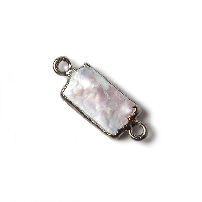 15x9mm Black Gold Leafed White Rectangle Freshwater Pearl Connector 1 piece