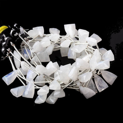 15x9mm Rainbow Moonstone Faceted Triangular Points 6.75 inch 10 Beads