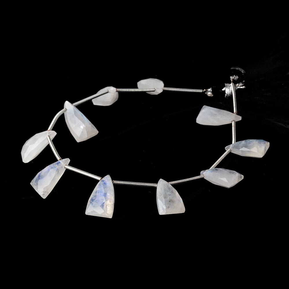 15x9mm Rainbow Moonstone Faceted Triangular Points 6.75 inch 10 Beads