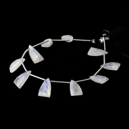 15x9mm Rainbow Moonstone Faceted Triangular Points 6.75 inch 10 Beads