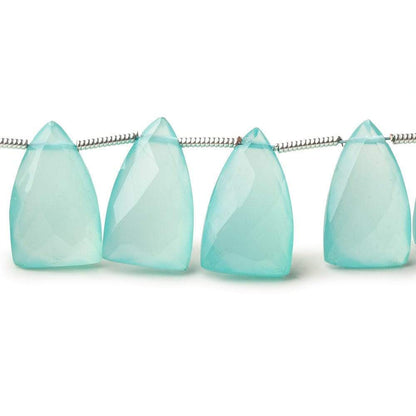 15x9mm Seafoam Blue Chalcedony top drilled faceted points 8 inch 22 beads