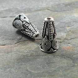 15x9mm Sterling Silver Plated Copper Cone Geometric Pattern *DISCONTINUED*