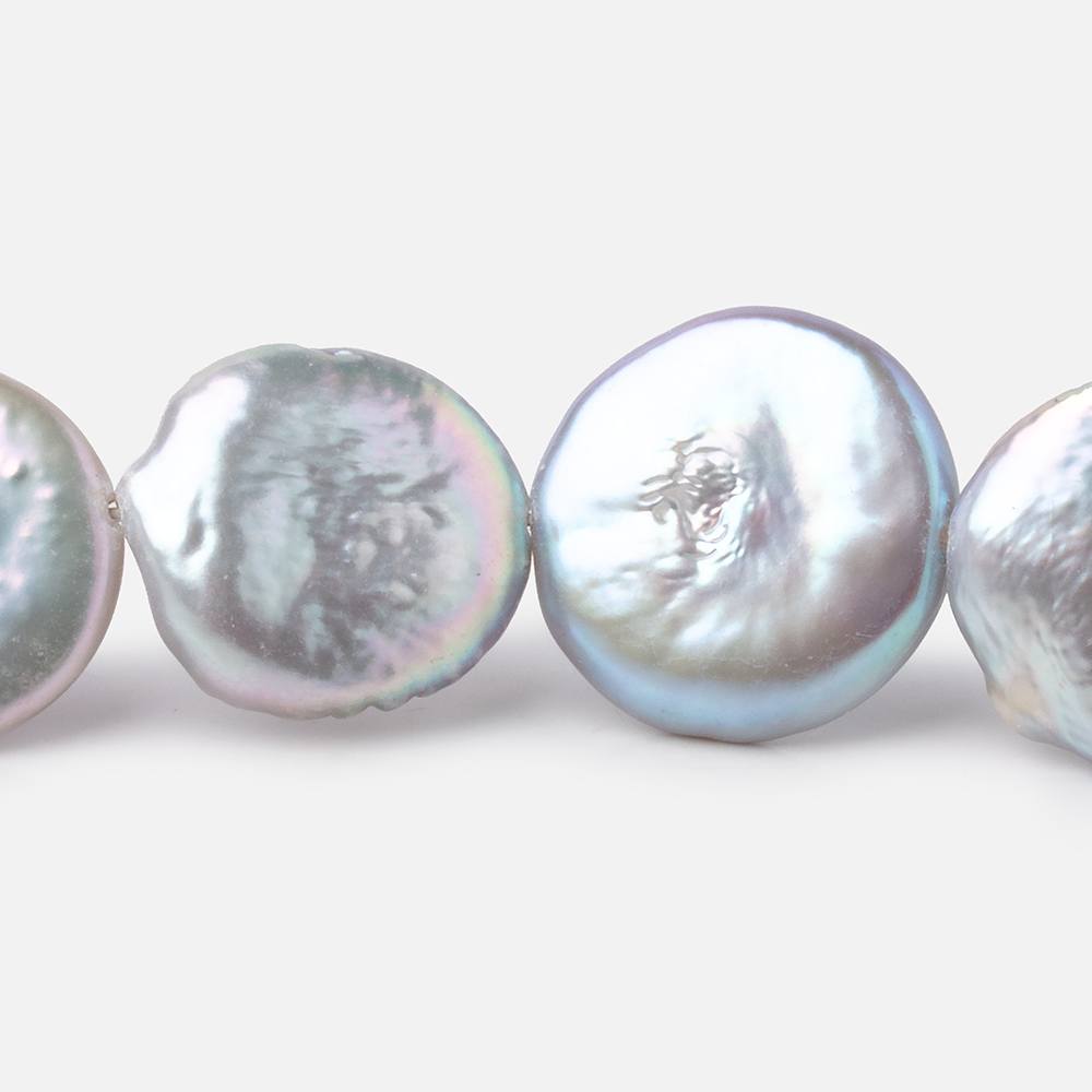 16-16.5mm Silver Coin Freshwater Pearls 16 inch 24 Beads