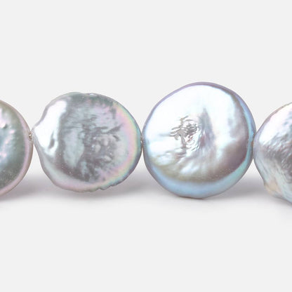 16-16.5mm Silver Coin Freshwater Pearls 16 inch 24 Beads