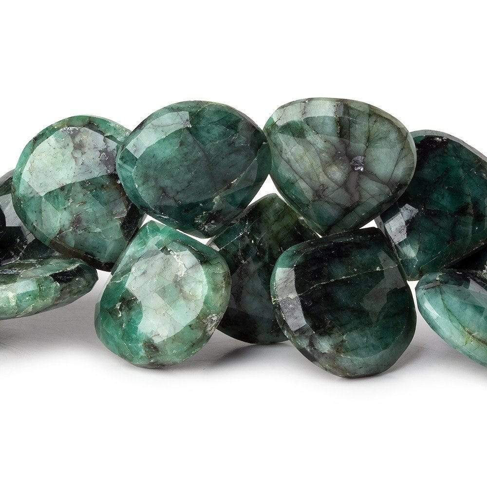 16-17mm Brazilian Emerald Faceted Heart Beads 8 inch 32 pcs