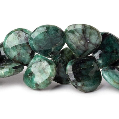 16-17mm Brazilian Emerald Faceted Heart Beads 8 inch 32 pcs