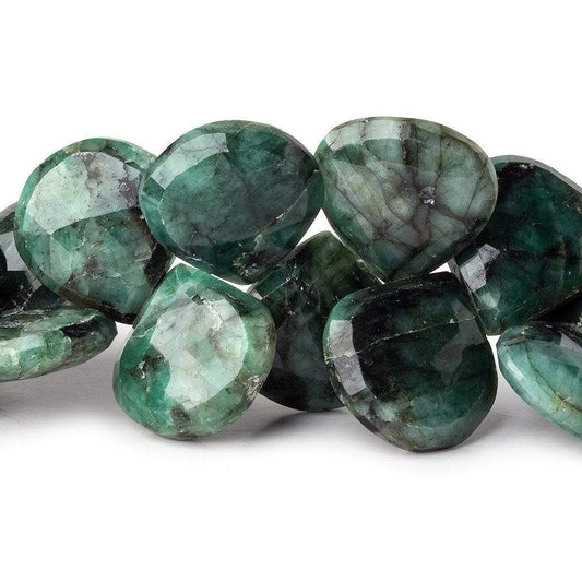 16-17mm Brazilian Emerald Faceted Heart Beads 8 inch 32 pcs