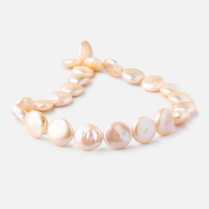 16-17mm Soft Peach Coin Freshwater Pearls 15.5 inch 23 pieces