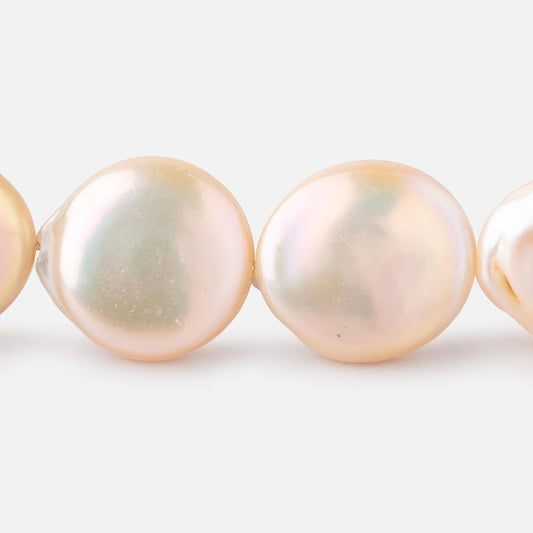 16-17mm Soft Peach Coin Freshwater Pearls 15.5 inch 23 pieces