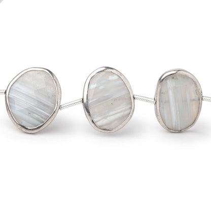 16-17mm Sterling Silver Bezel Banded Agate Faceted Nuggets 7 inch 10 Beads