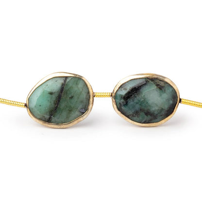 16-17mm Vermeil Bezel Emerald Faceted Nugget Beads 7.5 inch 9 pieces