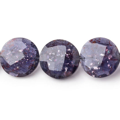 16-18mm Bloodshot Iolite-Sunstone Faceted Coin Beads 8.5 inch 12 pieces