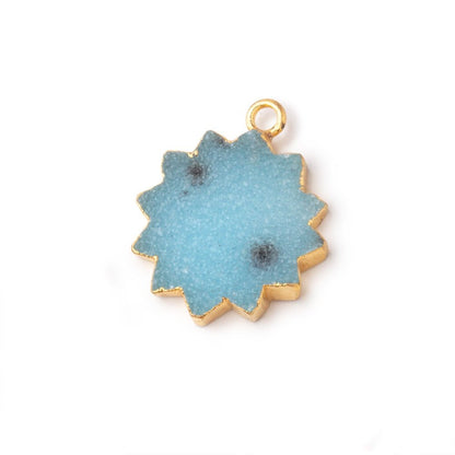 16-18mm Gold Leafed Blue Drusy Star Burst Pendant 1 focal piece