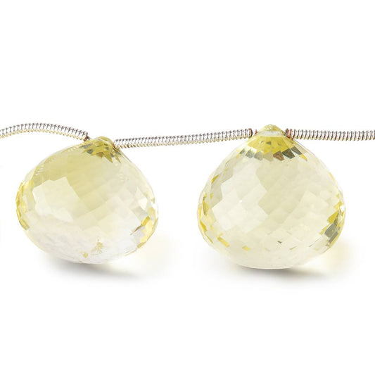 16-18mm Lemon Quartz Faceted Candy Kiss Beads 7 inch 9 pieces