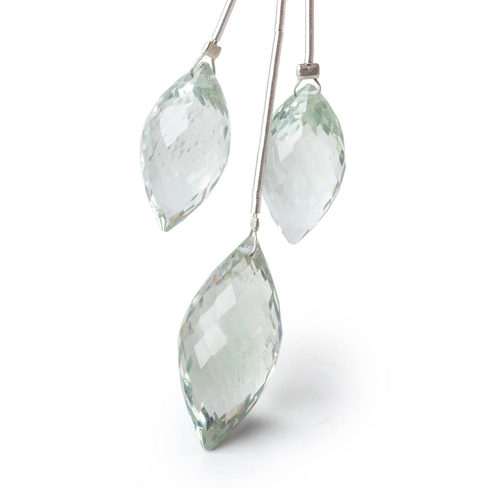 16-20mm Prasiolite Faceted Marquise Set of 3 Focal Beads