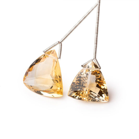 16-19mm Citrine Faceted Trillion Focal Set of 2 Beads