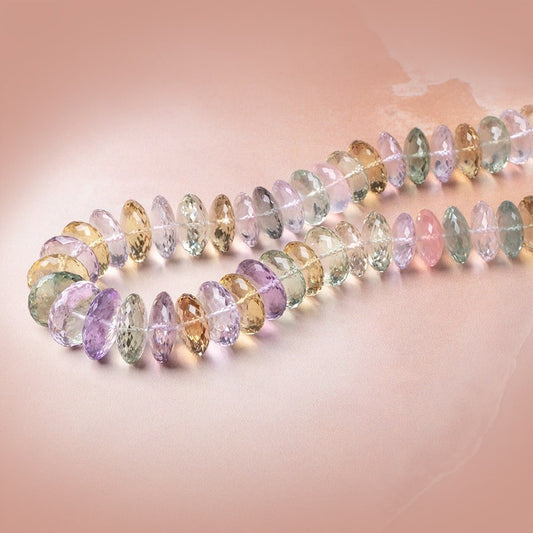 16-19mm Multi Gemstone German Faceted Rondelle Beads 16 inch 55 pieces  AAA
