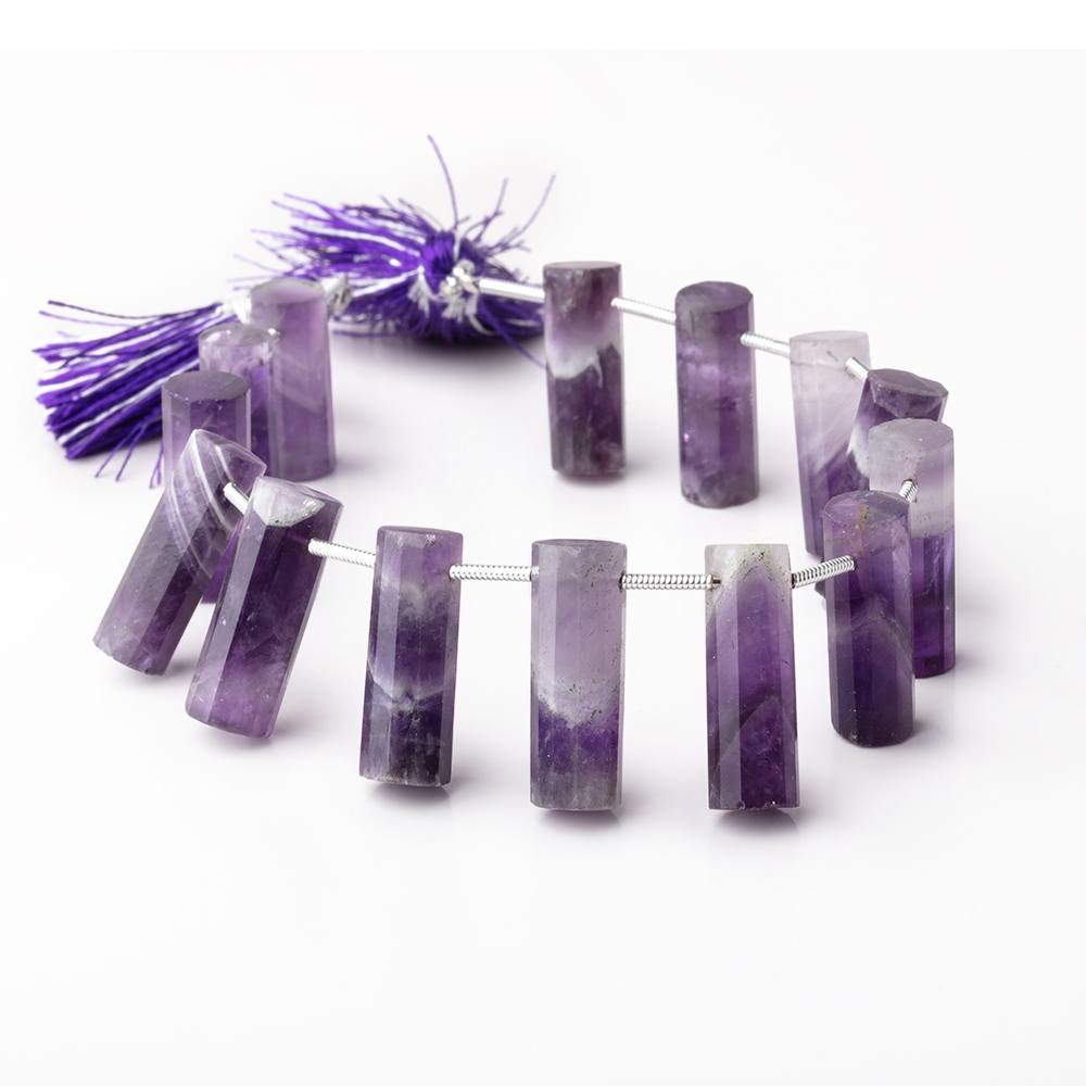 16-20mm Cape Amethyst Faceted Tube Beads 7 inch 14 pieces