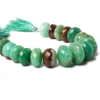 16-20mm Chrysoprase and Iron Ore Matrix Faceted Rondelle Beads 8 inch 19 pieces