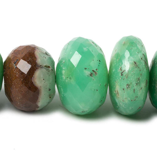 16-20mm Chrysoprase and Iron Ore Matrix Faceted Rondelle Beads 8 inch 19 pieces