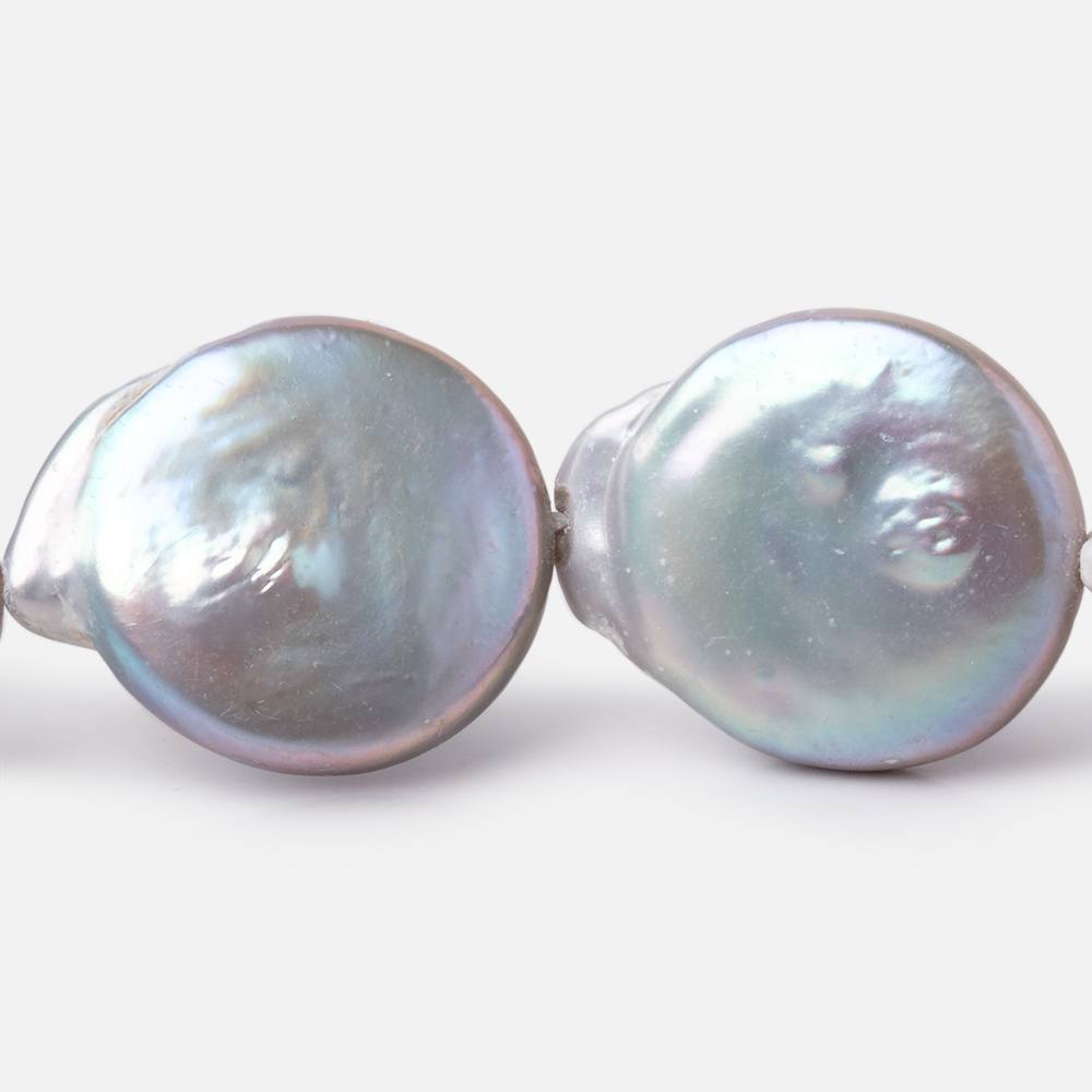 16-20mm Silver Coin Freshwater Pearls 16 inch 18 pieces