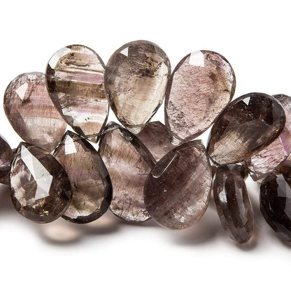 16-21mm Mossy and Tourmalinated Amethyst Beads Pear Briolette 6.5 inch 34 pieces