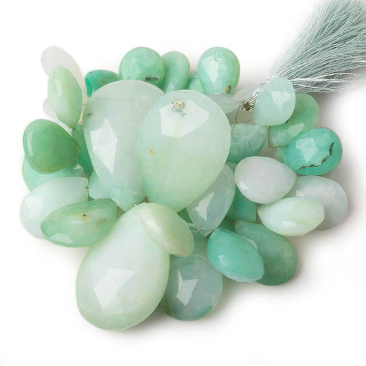 16-35mm Blue Peruvian Opal Faceted Pear Beads 7 inch 42 pieces