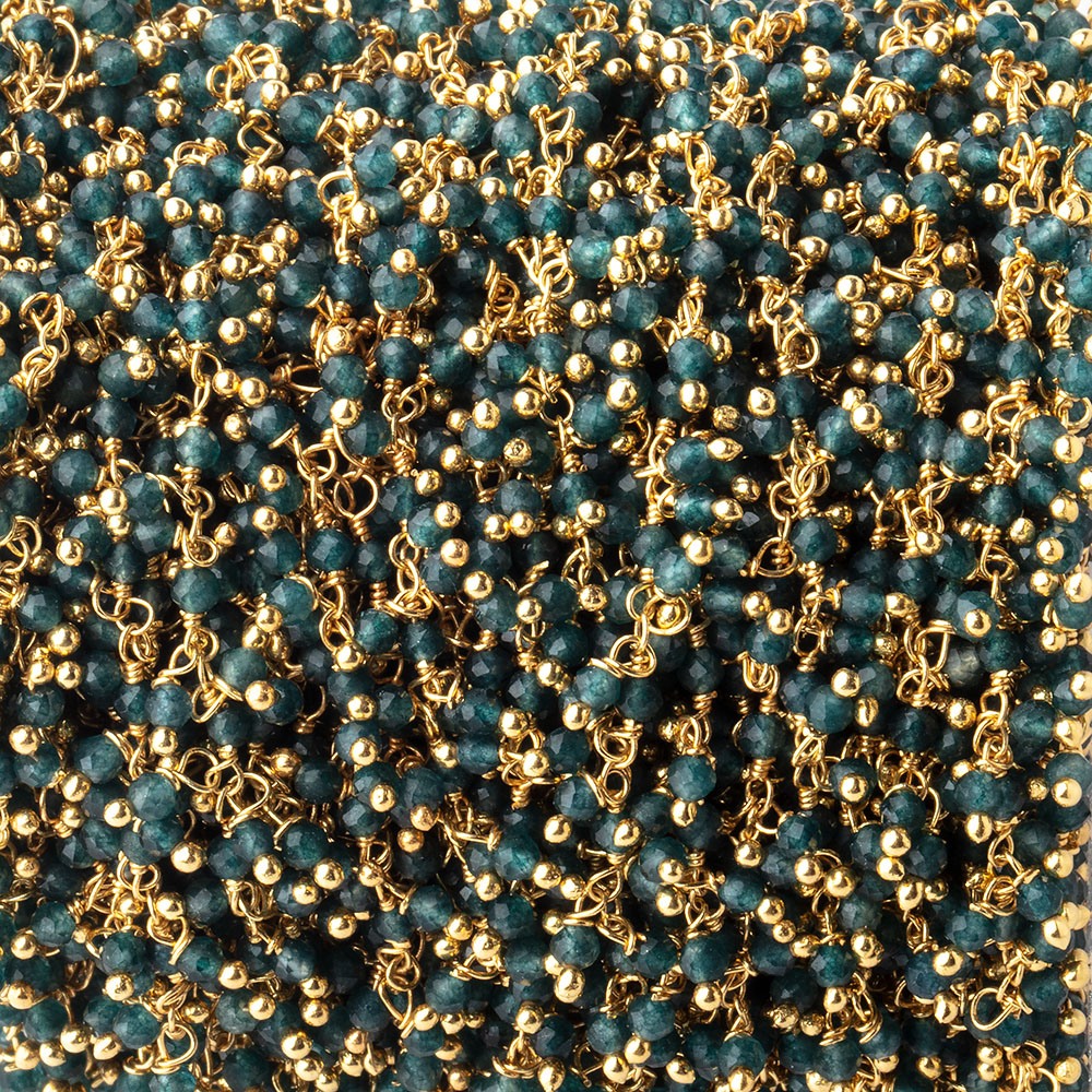 2mm London Blue Quartz Gold plated Dangling Chain by the foot