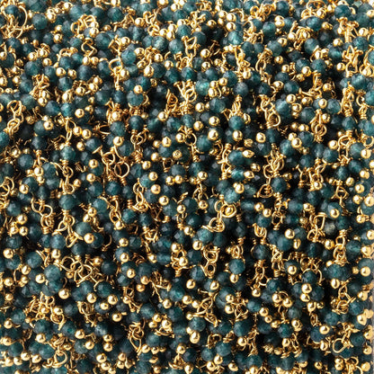 2mm London Blue Quartz Gold plated Dangling Chain by the foot