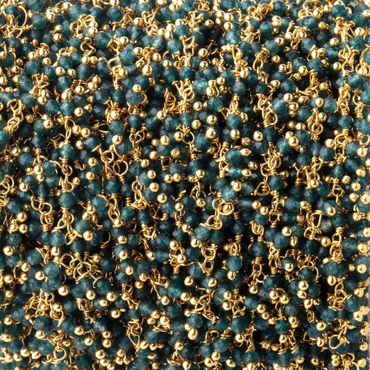 2mm London Blue Quartz Gold plated Dangling Chain by the foot