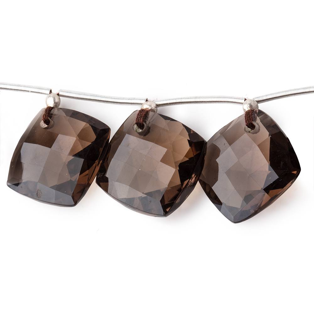 16.5-17mm Smoky Quartz Faceted Pillow Beads 5 inch 9 pieces