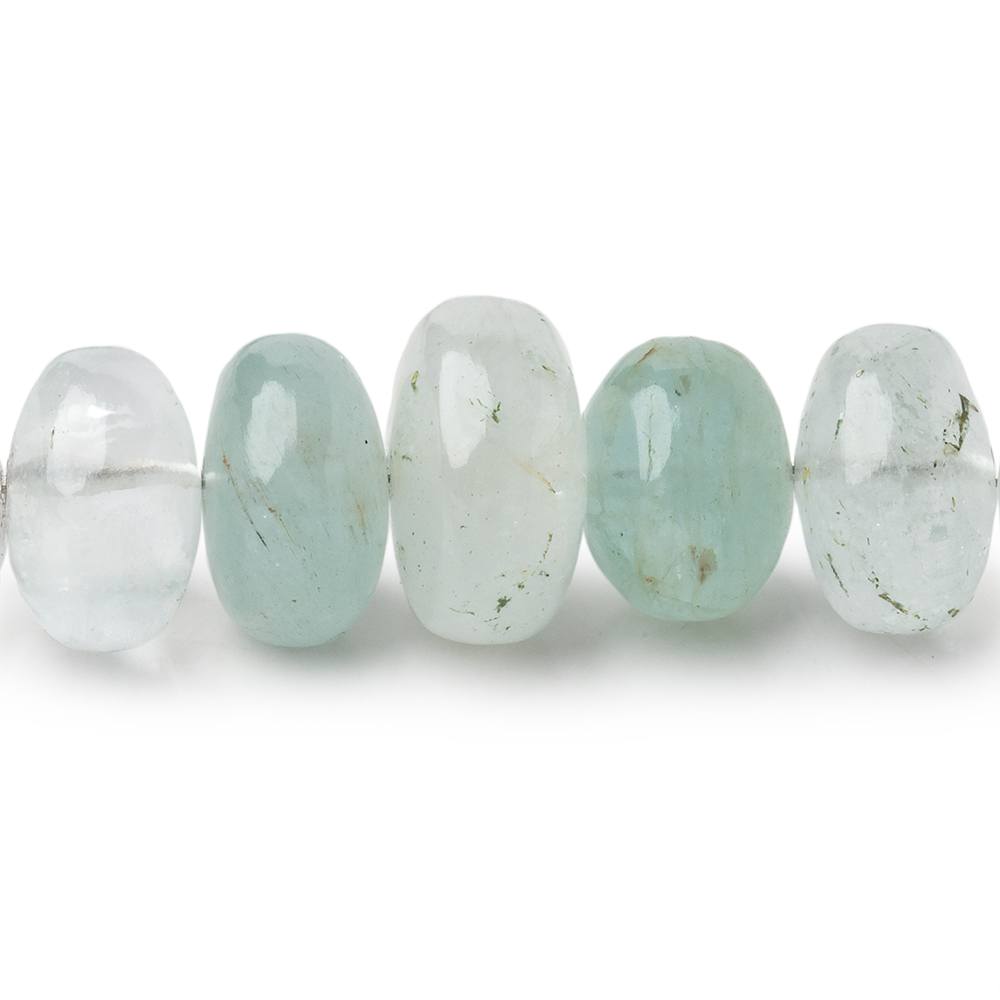 9-13mm Shaded Aquamarine Plain Rondelles 18 inch 81 beads AA