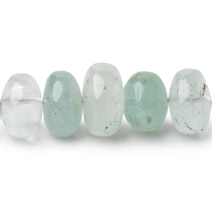 9-13mm Shaded Aquamarine Plain Rondelles 18 inch 81 beads AA