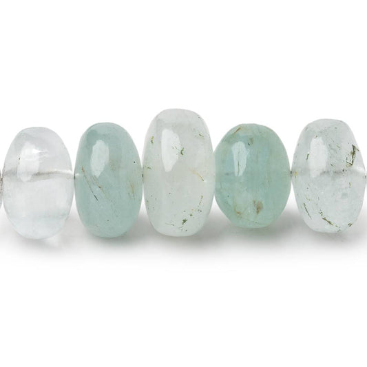 9-13mm Shaded Aquamarine Plain Rondelles 18 inch 81 beads AA