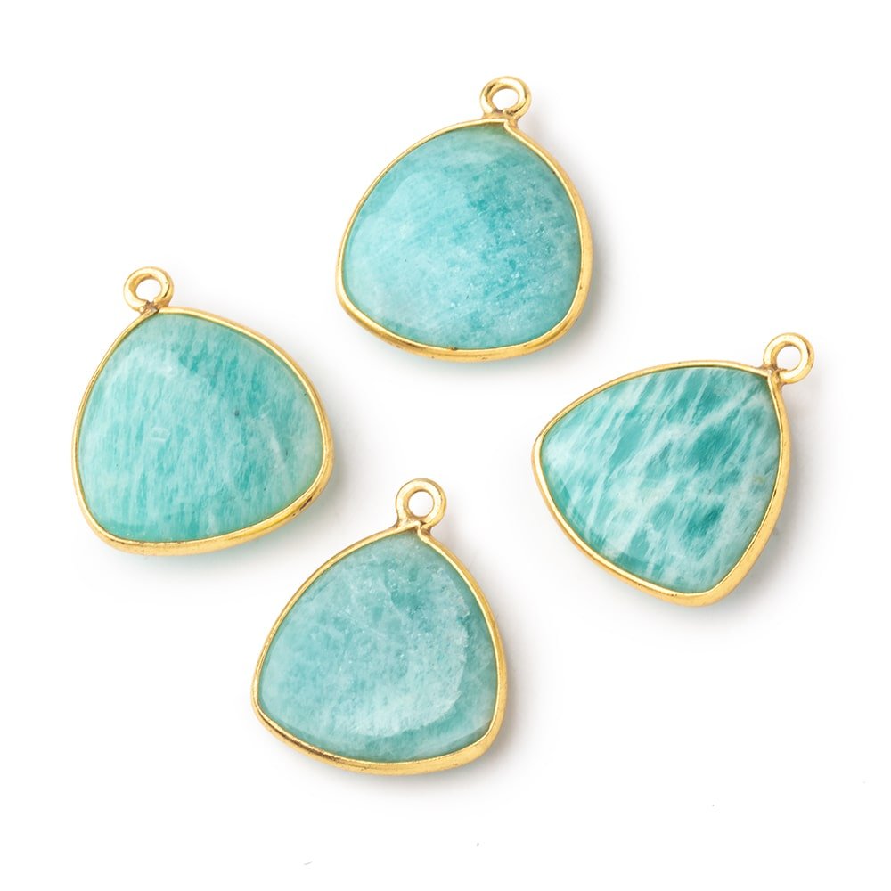 16.5mm Vermeil Bezel Amazonite Plain Triangle Pendant 1 Focal Bead