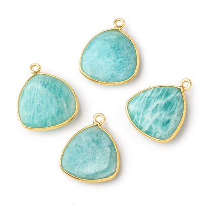 16.5mm Vermeil Bezel Amazonite Plain Triangle Pendant 1 Focal Bead