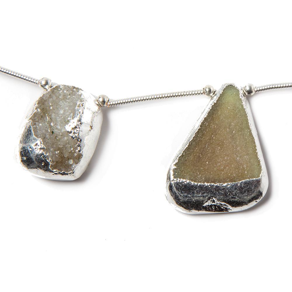 16.6-23mm Silver Leafed MultiColor Drusy Strand 8 inch 7 pieces