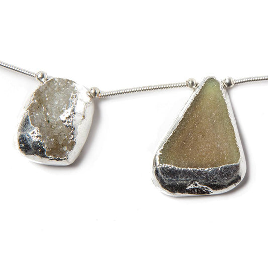 16.6-23mm Silver Leafed MultiColor Drusy Strand 8 inch 7 pieces